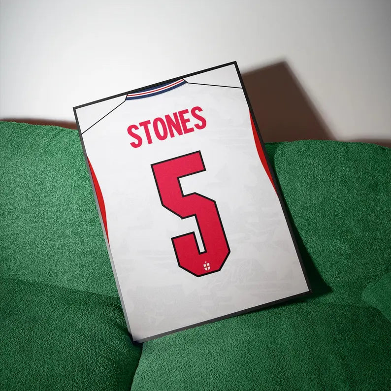 John Stones England Mens World Cup 2026 Home Shirt Poster
