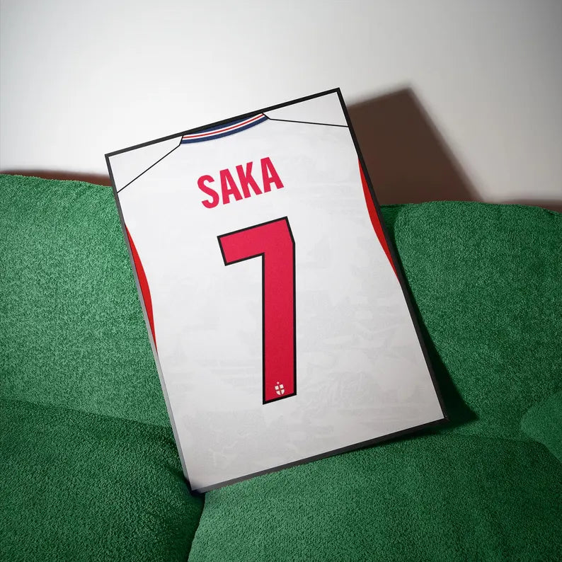 Bukayo Saka England Mens World Cup 2026 Home Shirt Poster