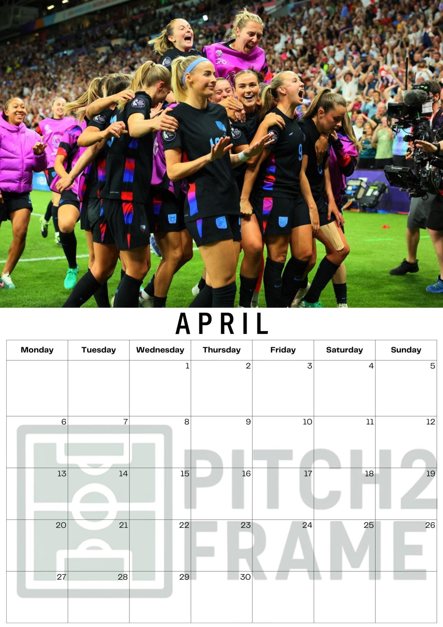 England Women's Squad Football Inspired 2026 Football Photo Calendar