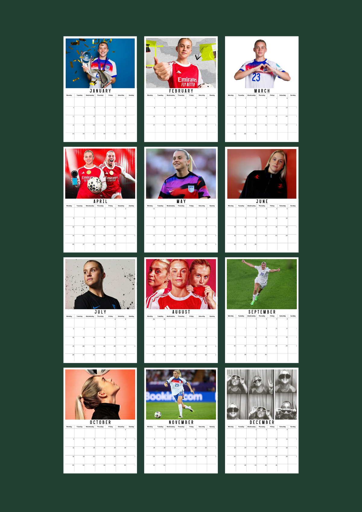 Alessia Russo Inspired 2027 Football Photo Calendar