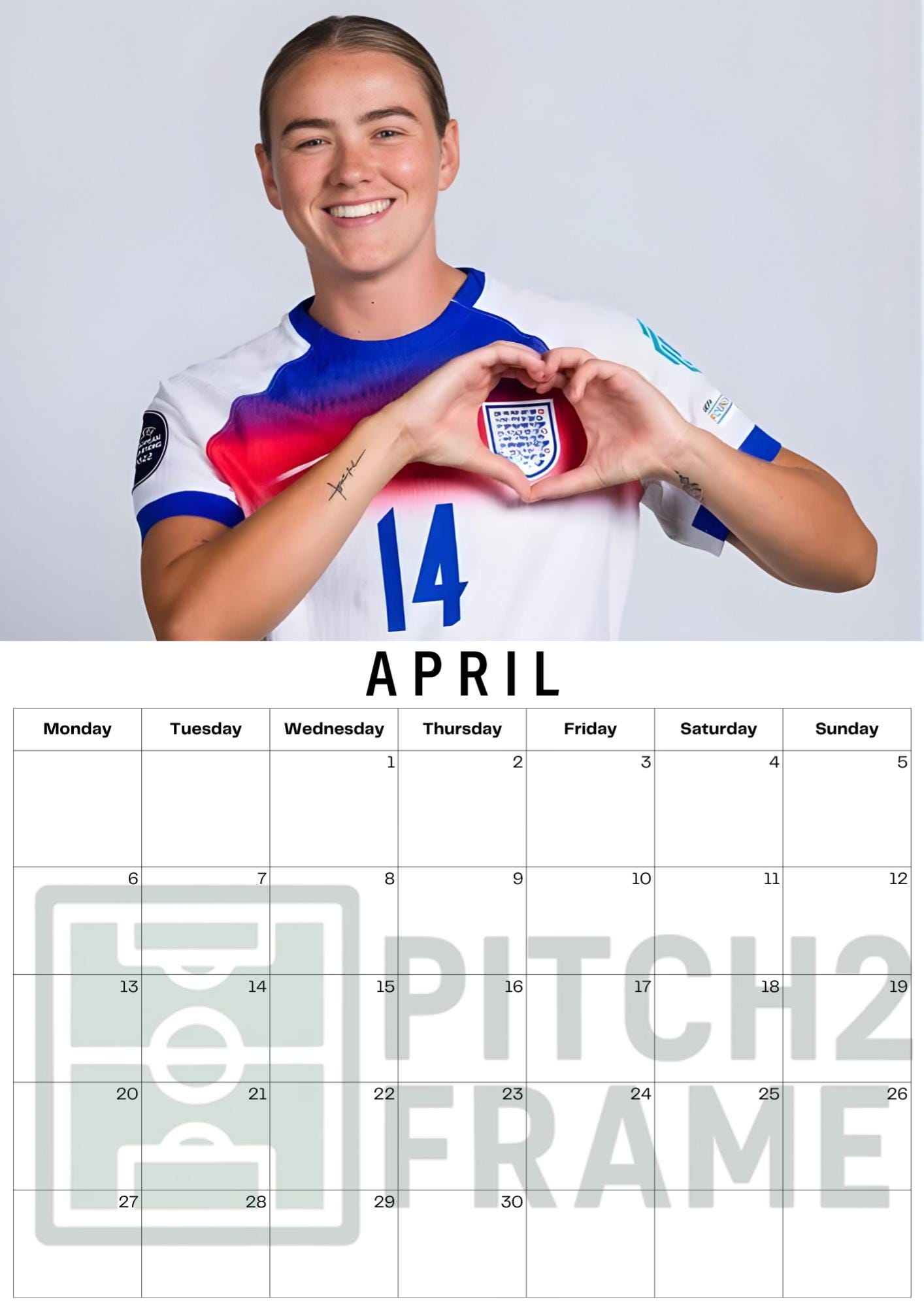 Grace Clinton Inspired 2026 Football Photo Calendar