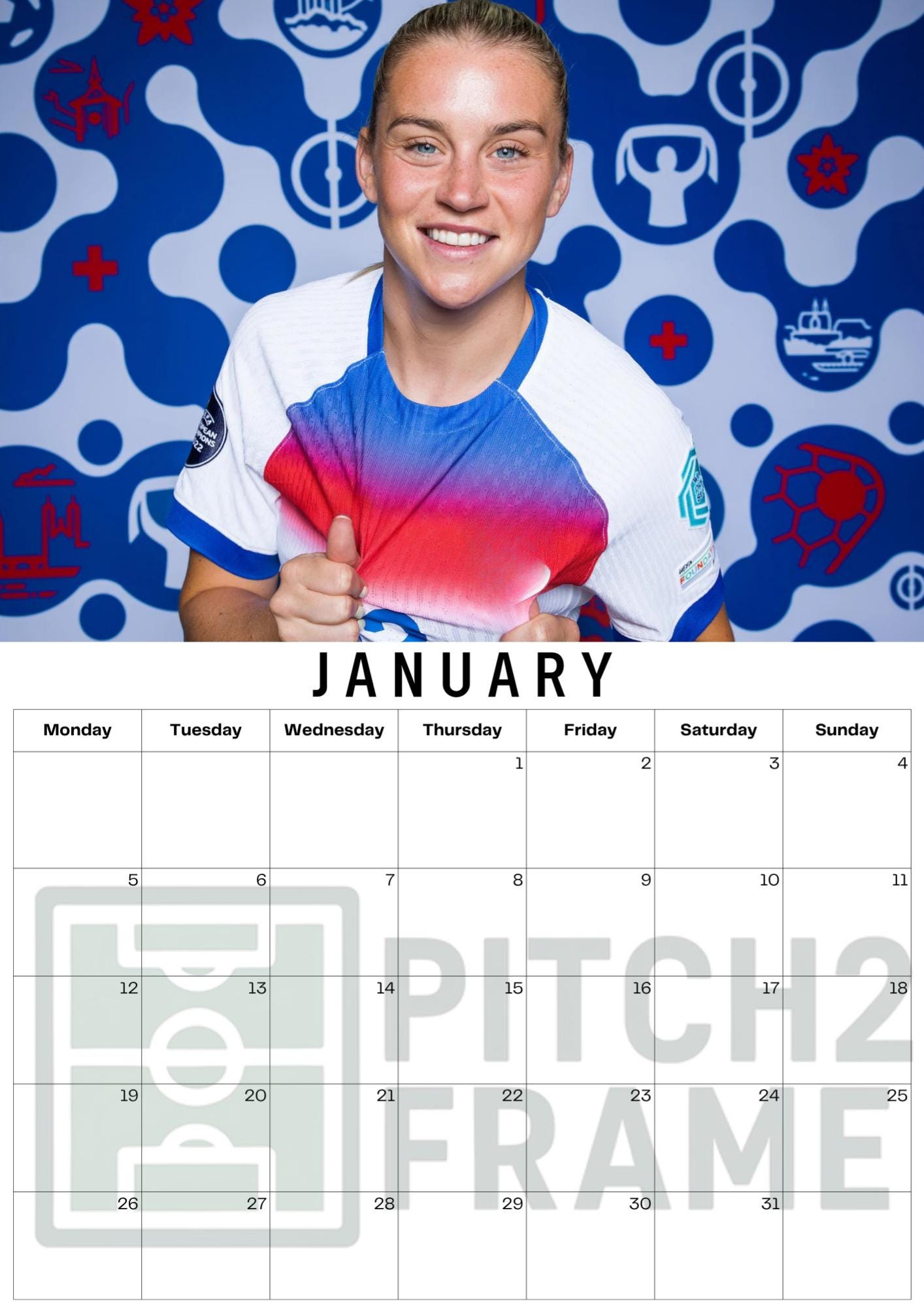 Alessia Russo Inspired 2026 Football Photo Calendar