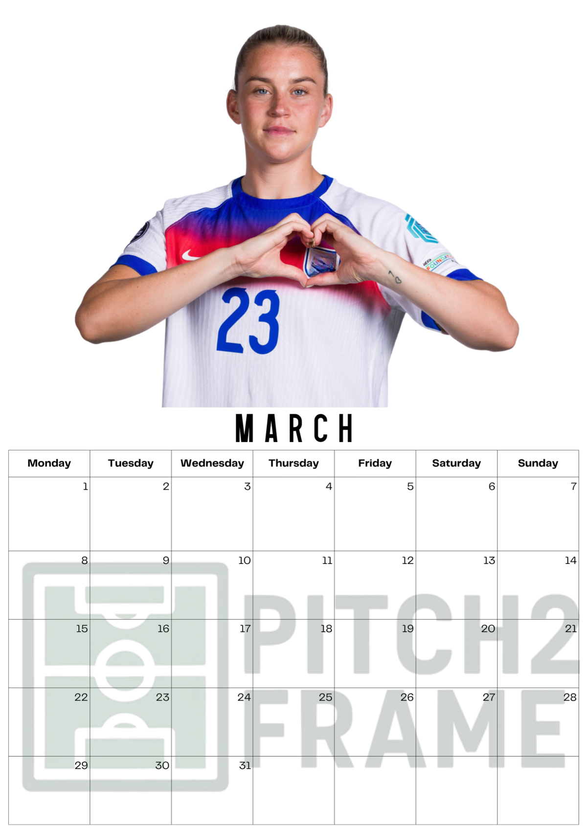 Alessia Russo Inspired 2027 Football Photo Calendar