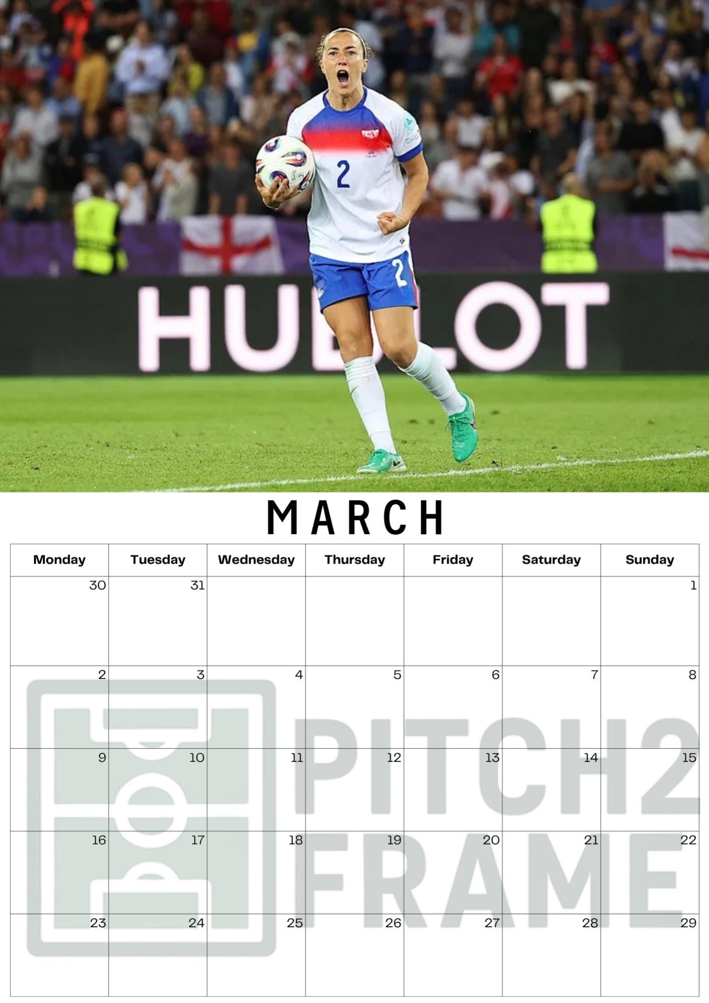 Lucy Bronze Inspired 2026 Football Photo Calendar