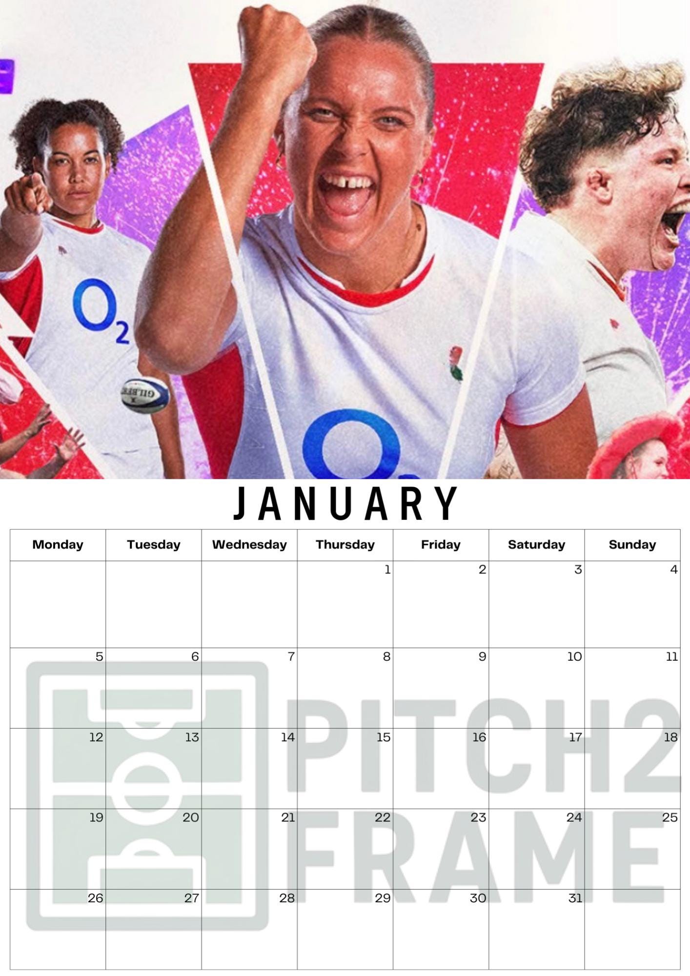 England Rugby Women's inspired Calendar 2026