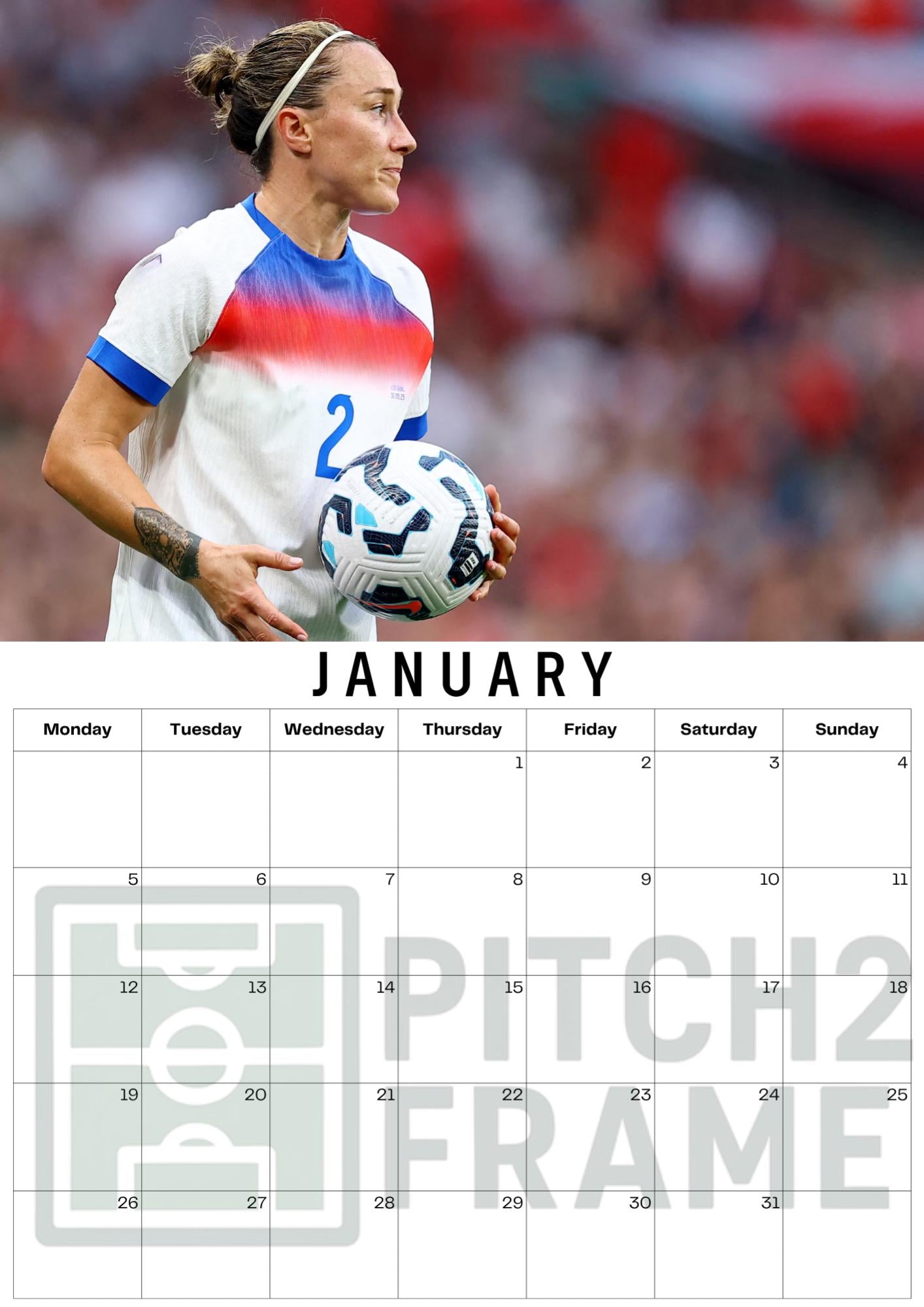 Lucy Bronze Inspired 2026 Football Photo Calendar