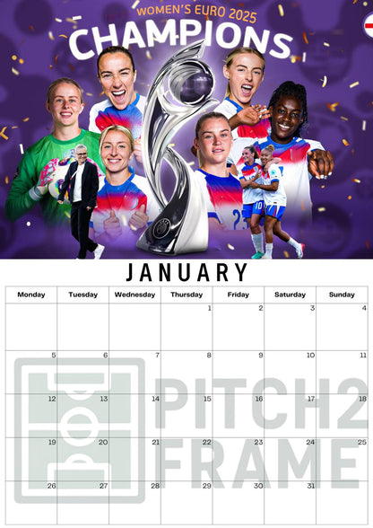 England Women's Squad Football Inspired 2026 Football Photo Calendar