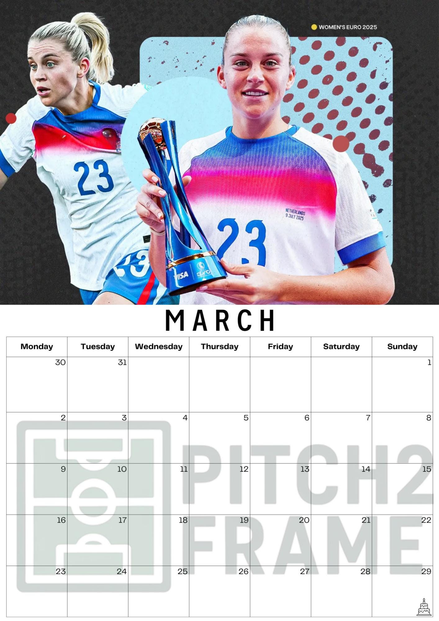 Alessia Russo Inspired 2026 Football Photo Calendar