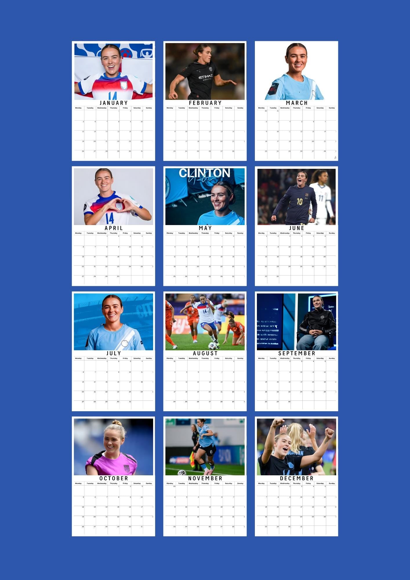 Grace Clinton Inspired 2026 Football Photo Calendar
