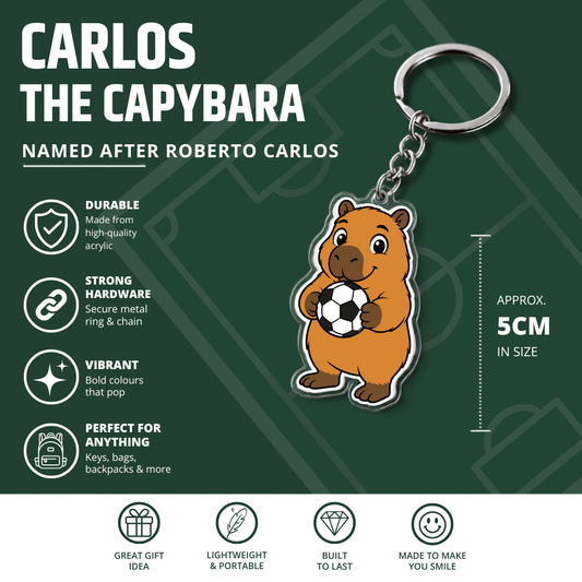 Carlos the Capybara Football Keyring
