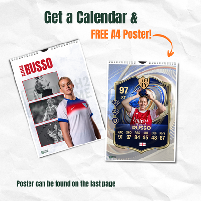Alessia Russo Inspired 2027 Football Photo Calendar