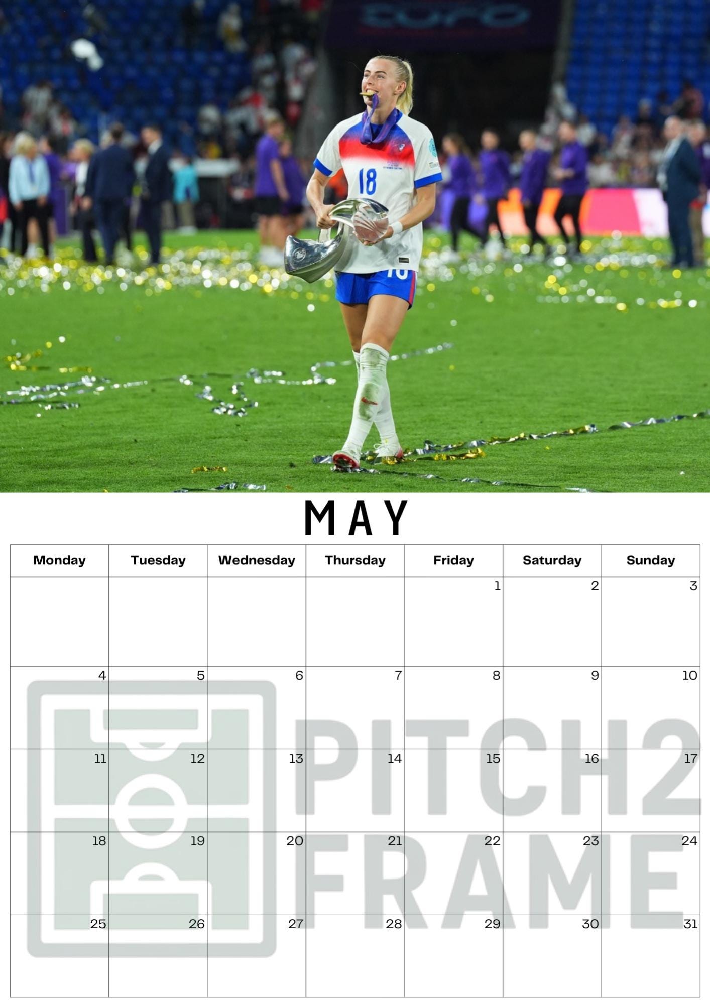 Chloe Kelly inspired Calendar 2026,  Yearly Calendar, Custom Photos Calendar, 12 Month Photos Calendar, Football calendar