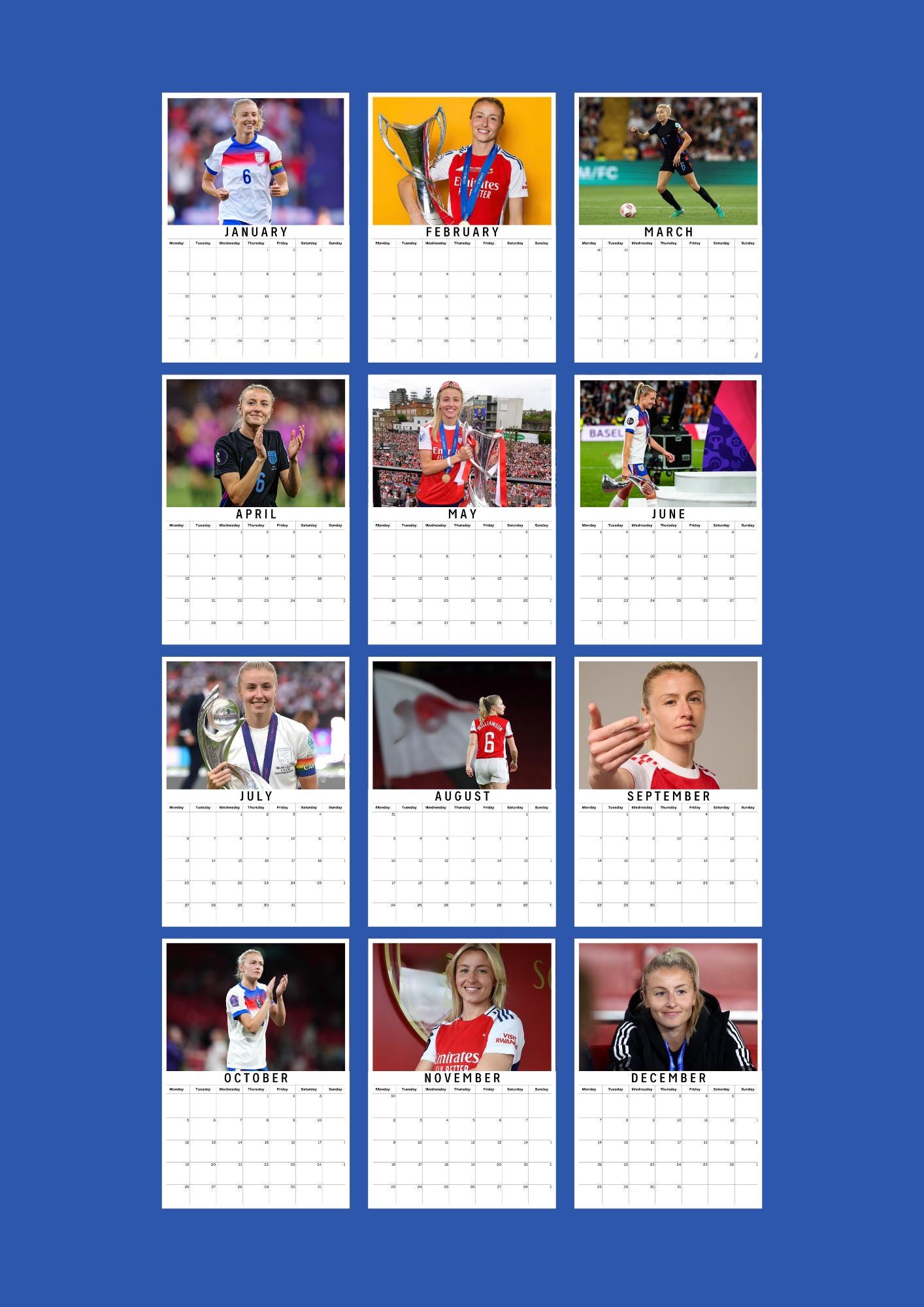Leah Williamson Inspired 2026 Football Photo Calendar