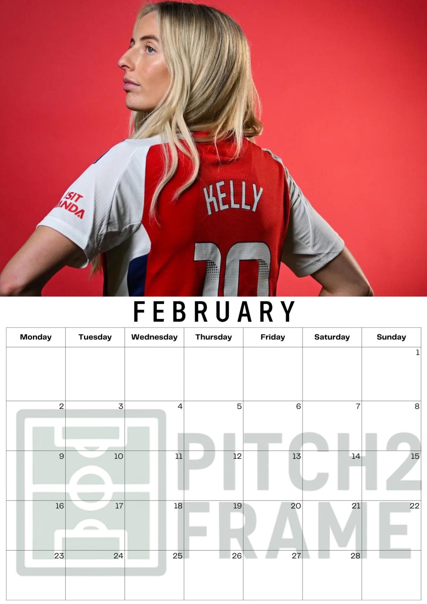 Chloe Kelly inspired Calendar 2026,  Yearly Calendar, Custom Photos Calendar, 12 Month Photos Calendar, Football calendar