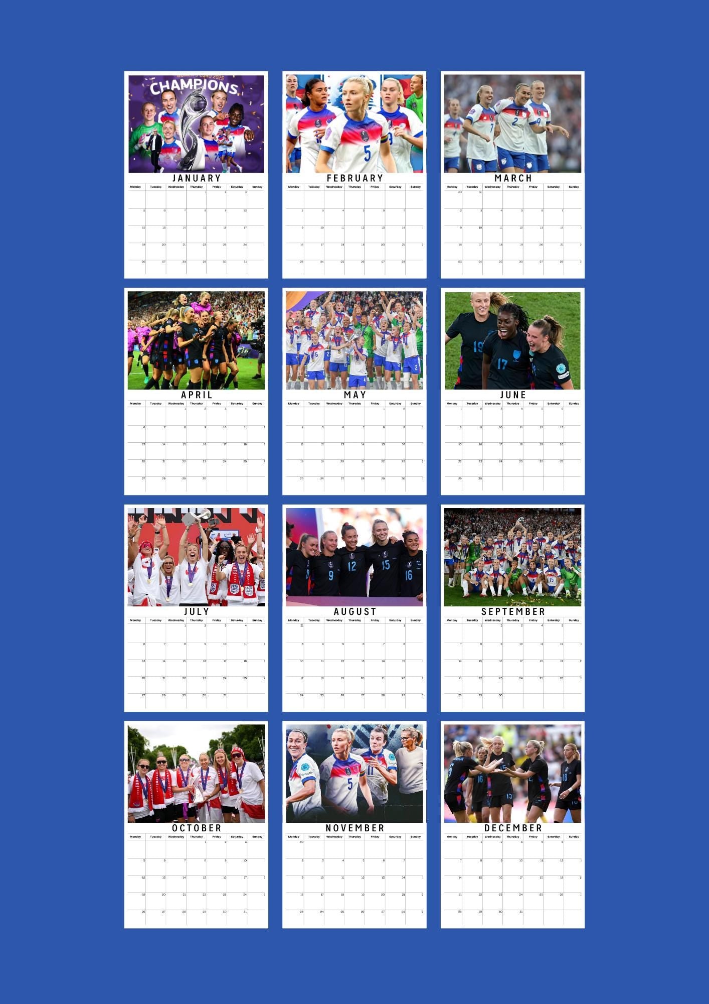England Women's Squad Football Inspired 2026 Football Photo Calendar