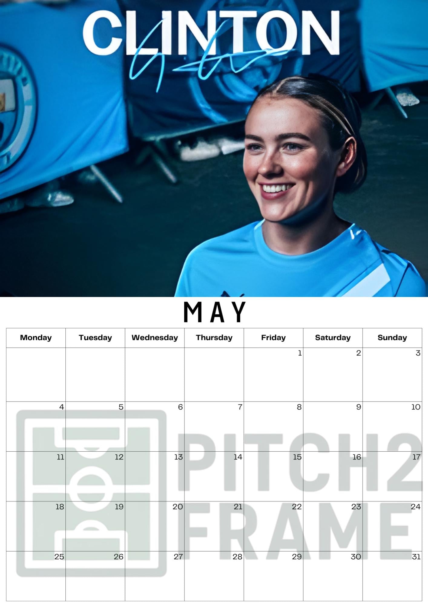 Grace Clinton Inspired 2026 Football Photo Calendar