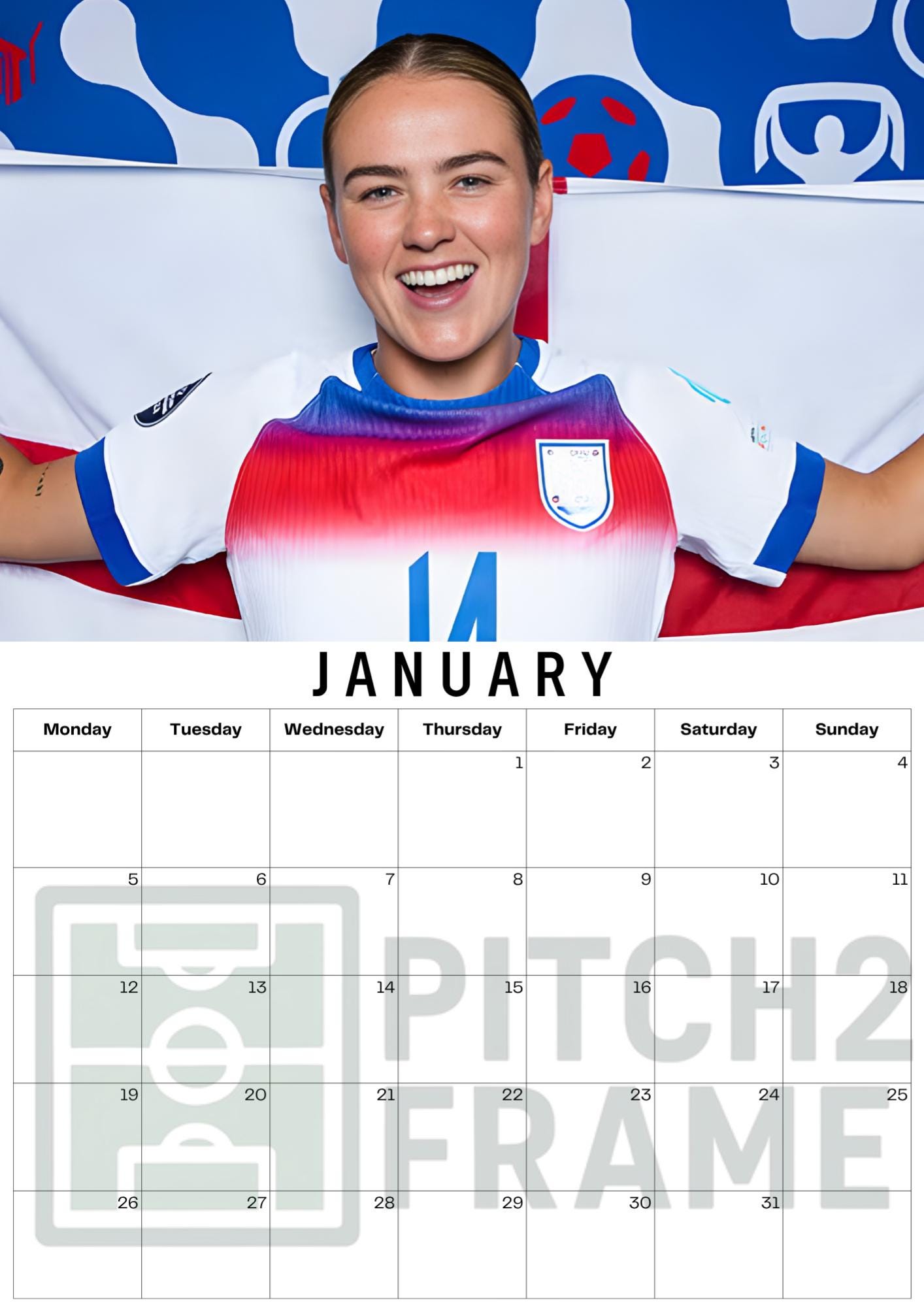 Grace Clinton Inspired 2026 Football Photo Calendar