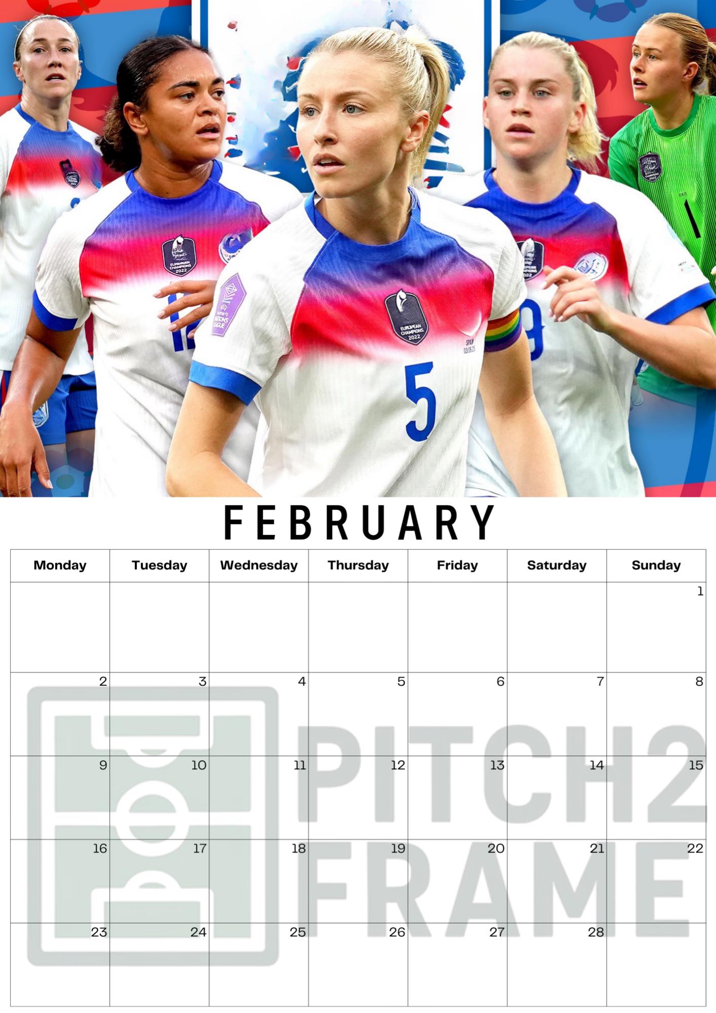 England Women's Squad Football Inspired 2026 Football Photo Calendar