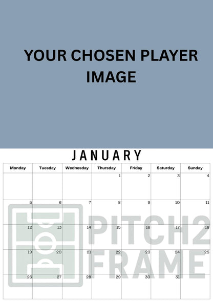Custom Player inspired Calendar 2026,  Yearly Calendar, Custom Photos Calendar, 12 Month Photos Calendar, Football calendar