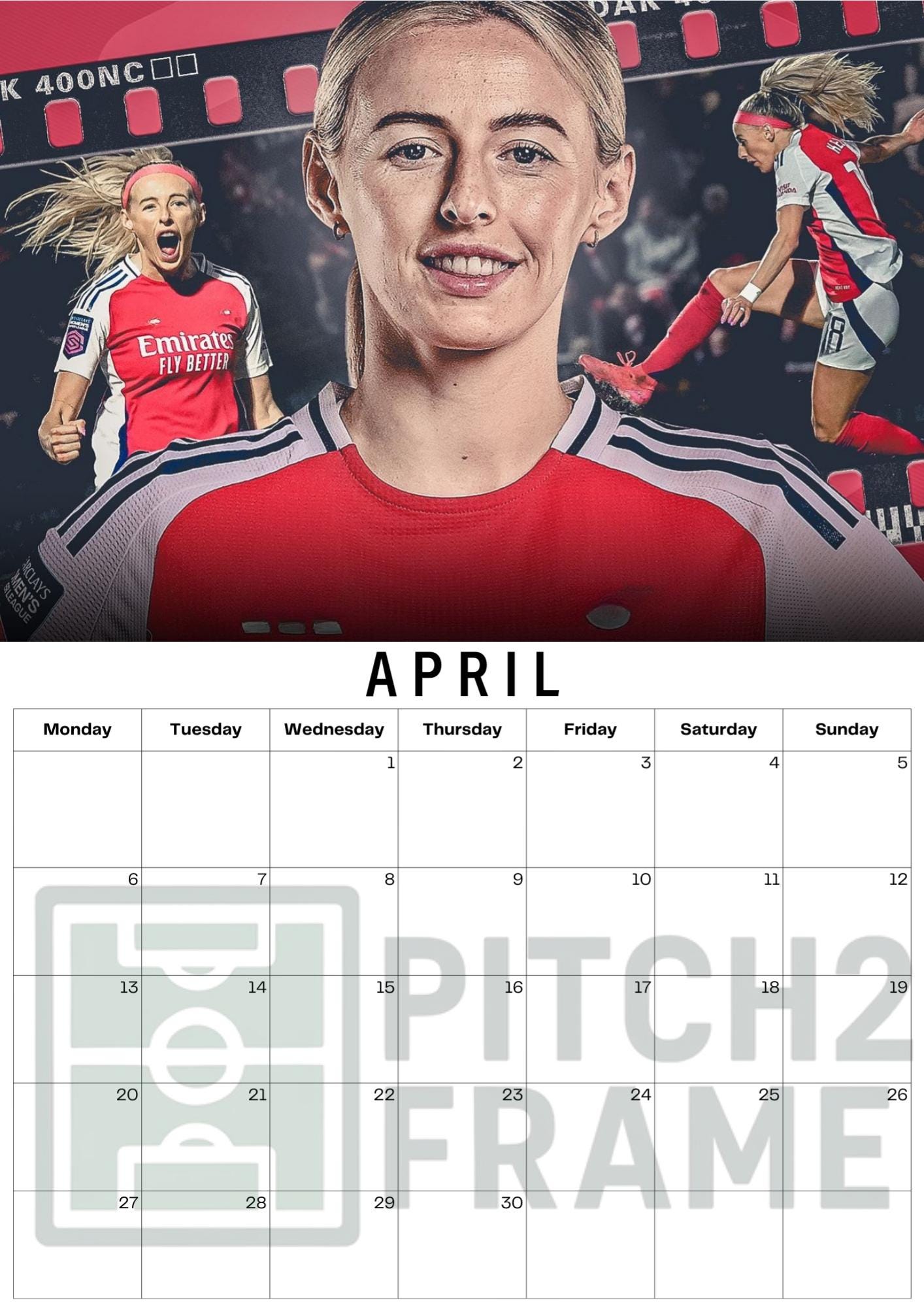 Chloe Kelly inspired Calendar 2026,  Yearly Calendar, Custom Photos Calendar, 12 Month Photos Calendar, Football calendar