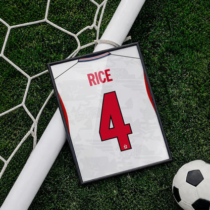 Declan Rice England Mens World Cup 2026 Home Shirt Poster