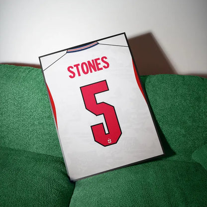 John Stones England Mens World Cup 2026 Home Shirt Poster